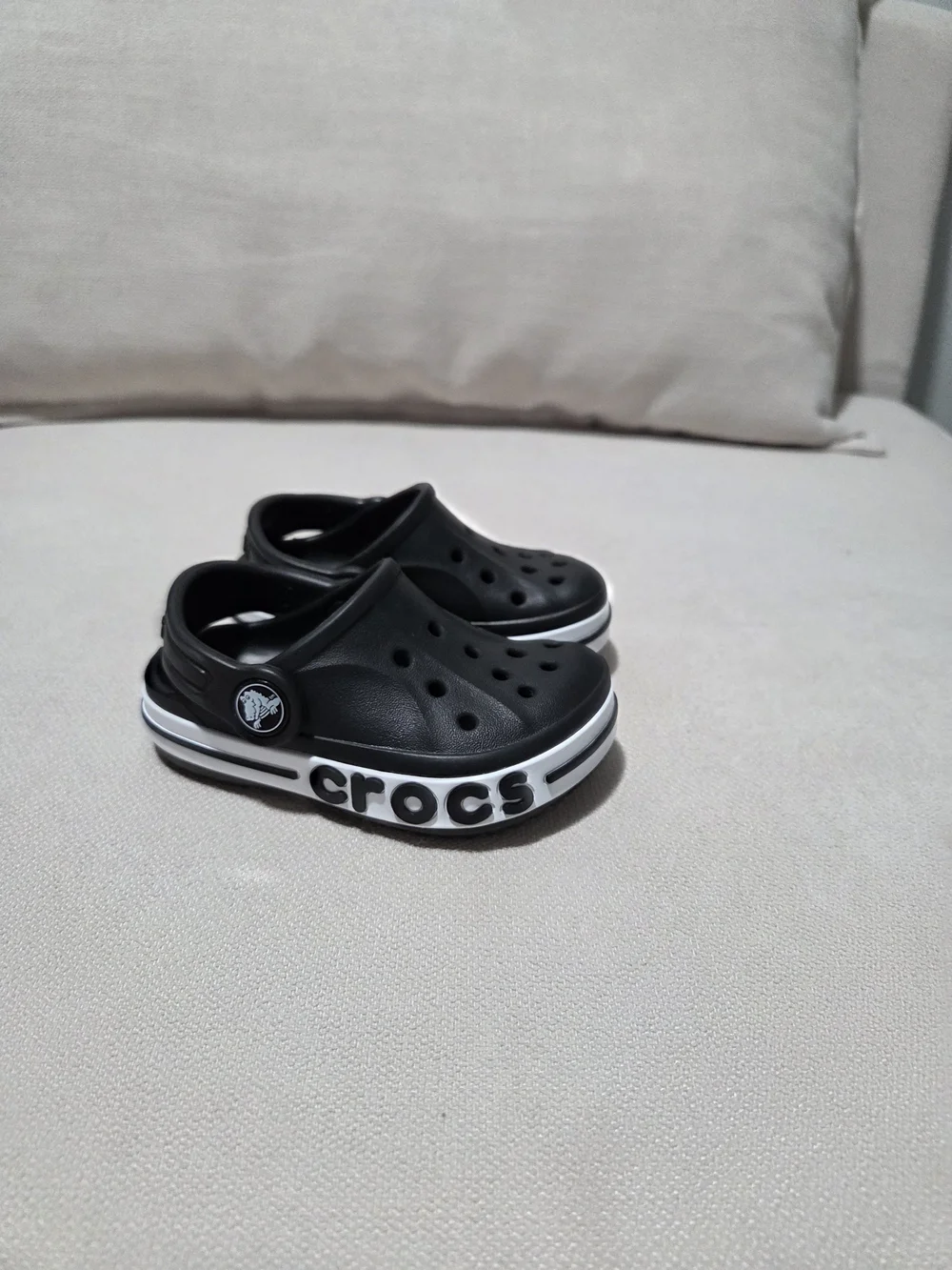 NWOT CROCS Kids' Black Clog with White Trim 5c